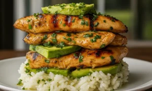 Pollo con Miel y Lima sobre Arroz con Aguacate | Receta | Qué Onda