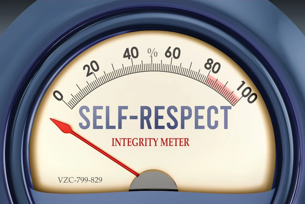 Medidor con la palabra ‘Self-Respect’, reflejando el nivel de integridad personal | Qué Onda