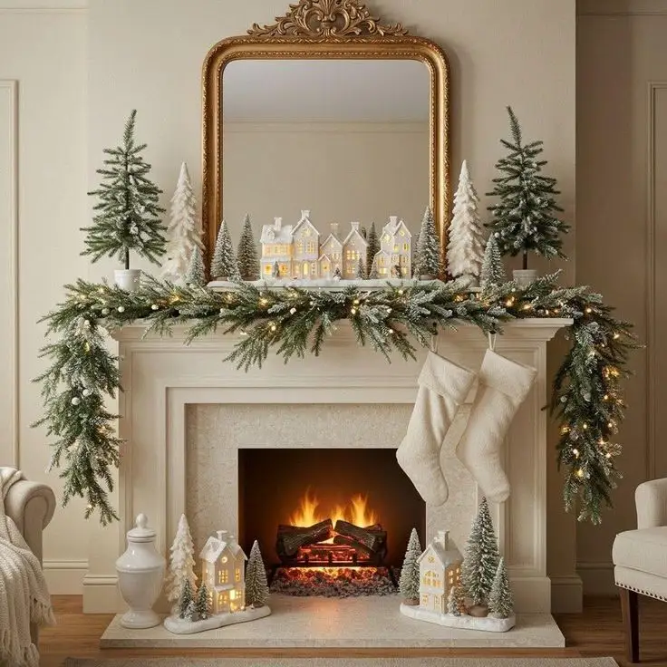 Decoración Navideña del Mantel de la Chimenea | Qué Onda