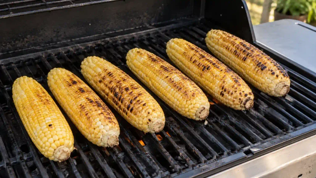 How to make elote at home: seis elotes asándose en la parrilla con marcas doradas | Qué Onda
